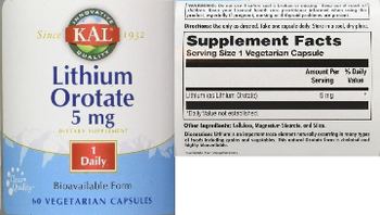 KAL Lithium Orotate 5 mg - supplement