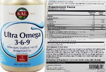 KAL Ultra Omega 3-6-9 - supplement