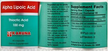 Karuna Alpha Lipoic Acid 100 mg - supplement