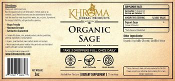 Khroma Herbal Products Organic Sage - supplement