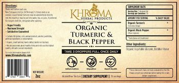Khroma Herbal Products Organic Turmeric & Black Pepper - supplement