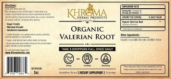 Khroma Herbal Products Organic Valerian Root - supplement