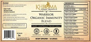 Khroma Herbal Products Warrior Organic Immunity Blend - supplement