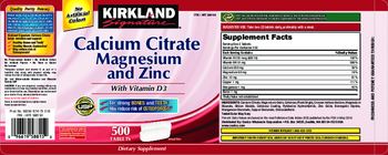 Kirkland Signature Calcium Citrate Magnesium And Zinc - supplement