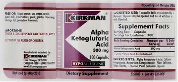 Kirkman Alpha Ketoglutaric Acid 300 mg - 