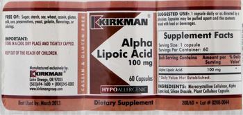 Kirkman Alpha Lipoic Acid 100 mg - supplement