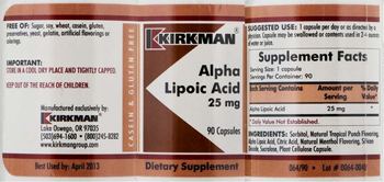 Kirkman Alpha Lipoic Acid 25 mg - supplement
