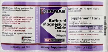 Kirkman Buffered Magnesium Oxide 180 mg - supplement