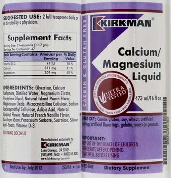 Kirkman Calcium/Magnesium Liquid - supplement