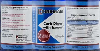 Kirkman Carb Digest With Isogest - enzyme supplement