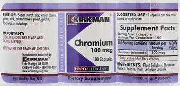 Kirkman Chromium 100 mcg - supplement