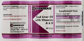 Kirkman Cod Liver Oil With Vitamins A & D - supplement