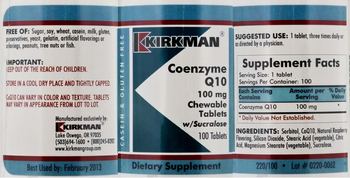 Kirkman Coenzyme Q10 100 mg Chewable Tablets w/Sucralose - supplement