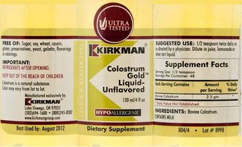 Kirkman Colostrum Gold Liquid-Unflavored - supplement