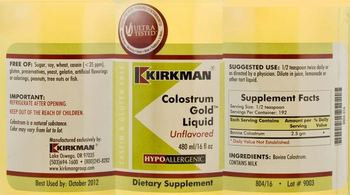 Kirkman Colostrum Gold Liquid Unflavored - supplement