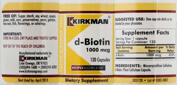 Kirkman D-Biotin 1000 mcg - supplement
