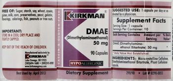Kirkman DMAE (Dimethylaminoethanol) 50 mg - supplement
