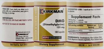 Kirkman DMG (Dimethylglycine) 125 mg - supplement