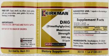 Kirkman DMG (Dimethylglycine) Maximum Strength 300 mg - supplement