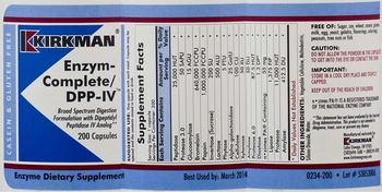 Kirkman Enzym-Complete/DDP-IV - enzyme supplement