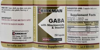 Kirkman GABA With Niacinamide & Inositol - supplement