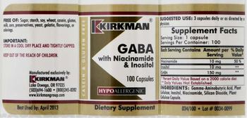 Kirkman GABA With Niacinamide & Inositol - supplement