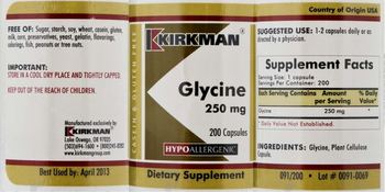 Kirkman Glycine 250 mg - supplement