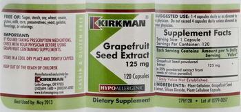 Kirkman Grapefruit Seed Extract 125 mg - supplement