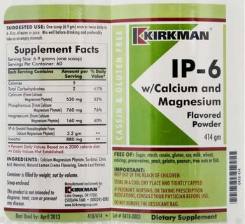 Kirkman IP-6 w/Calcium And Mangesium Flavored Powder - supplement