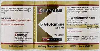 Kirkman L-Glutamine 250 mg - supplement