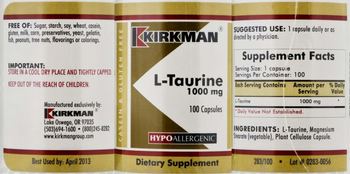 Kirkman L-Taurine 1000 mg - supplement