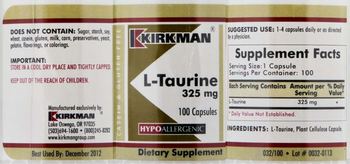 Kirkman L-Taurine 325 mg - supplement