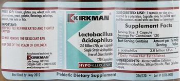 Kirkman Lactobacillus Acidophilus - probiotic supplement