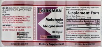 Kirkman Melatonin Plus Magnesium - supplement