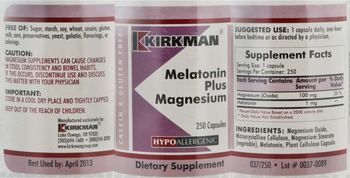 Kirkman Melatonin Plus Magnesium - supplement