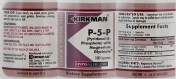 Kirkman P-5-P (Pyridoxal-5-Phosphate) With Magnesium Glycinate - supplement