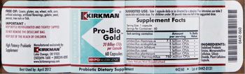 Kirkman Pro-Bio Gold - high potency probiotic supplement