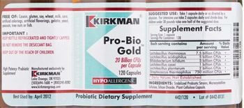 Kirkman Pro-Bio Gold - probiotic supplement