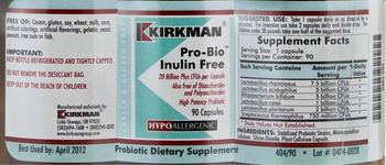 Kirkman Pro-Bio Inulin Free - probiotic supplement