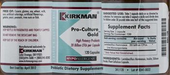Kirkman Pro-Culture Gold - probiotic supplement