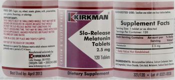 Kirkman Slo-Release Melatonin Tablets 2.5 mg - supplement