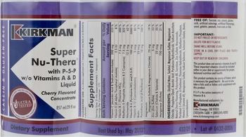 Kirkman Super Nu-Thera With P-5-P w/o Vitamins A & D Liquid Cherry Flavored Concentrate - supplement