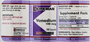 Kirkman Vanadium 100 mcg - supplement
