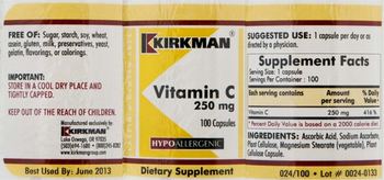 Kirkman Vitamin C 250 mg - supplement