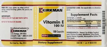 Kirkman Vitamin E 100 IU - supplement