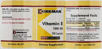 Kirkman Vitamin E 100 IU - supplement