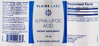 Klaire Labs Alpha-Lipoic Acid 150 mg - supplement