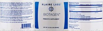 Klaire Labs Biotagen - prebiotic supplement