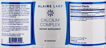 Klaire Labs Calcium Complex - supplement