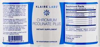 Klaire Labs Chromium Picolinate Plus - supplement